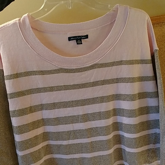 American Eagle pink metallic striped sweater - Picture 5 of 7